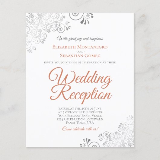 Terracotta & White BUDGET Wedding Reception nodigt (Voorkant)