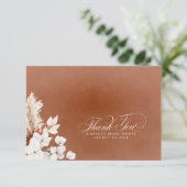 Terracotta White Floral Boho Small Hartelijk dank Bedankkaart (Staand voorkant)