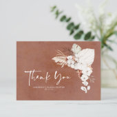 Terracotta White Floral Boho Small Hartelijk dank Bedankkaart (Staand voorkant)