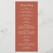 Terracotta White Floral Botanical Wedding Programm Menu (Achterkant)