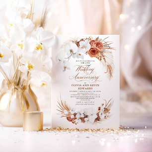 Terracotta White Flower Boho Wedding Jubileum Kaart