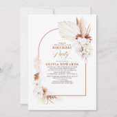 Terracotta White Flowers Boho Birthday Party Kaart (Voorkant)