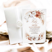 Terracotta White Flowers Boho Chic Baby shower Kaart