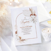 Terracotta White Flowers Boho Chic Baptism Kaart