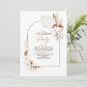 Terracotta White Flowers Boho Engagement Party Kaart (Staand voorkant)