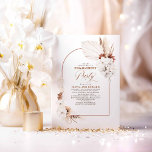 Terracotta White Flowers Boho Engagement Party Kaart<br><div class="desc">Witte orchideeën,  exotische terracotta bloemen en pampas gras elegant chic boho verlovingsfeest</div>