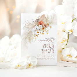 Terracotta White Flowers Boho Engagement Party Kaart