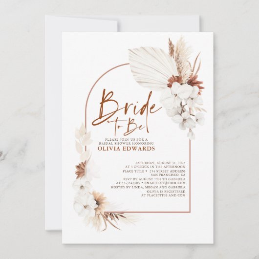 Terracotta White Flowers Boho Photo Vrijgezellenfe Kaart (Voorkant)