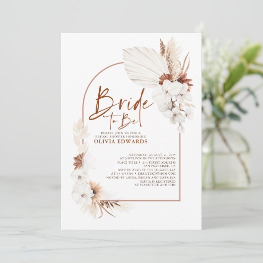 Terracotta White Flowers Boho Photo Vrijgezellenfe Kaart (Staand voorkant)