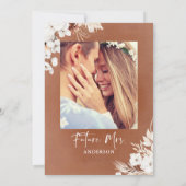 Terracotta White Flowers Boho Photo Vrijgezellenfe Kaart (Achterkant)