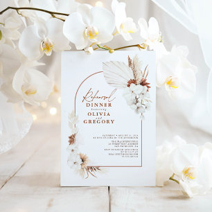 Terracotta White Flowers Boho Rehearsal Dinner Kaart