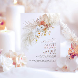 Terracotta White Flowers Boho Rehearsal Dinner Kaart