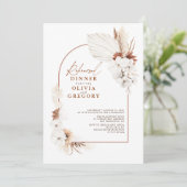 Terracotta White Flowers Boho Rehearsal Dinner Kaart (Staand voorkant)