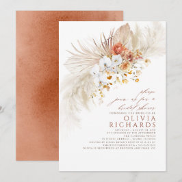 Terracotta White Flowers Boho Vrijgezellenfeest Kaart