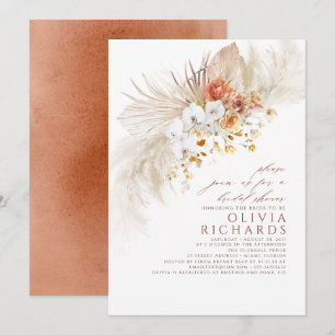 Terracotta White Flowers Boho Vrijgezellenfeest Kaart