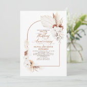 Terracotta White Flowers Boho Wedding Jubileum Kaart (Staand voorkant)