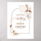 Terracotta White Flowers Boho Wedding Welcome Sign Poster (Voorkant)