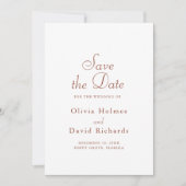 Terracotta White Minimalist Save the Date Kaart (Voorkant)