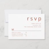 Terracotta White Minimalist Typography Wedding RSVP Kaartje (Voorkant)
