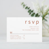 Terracotta White Minimalist Typography Wedding RSVP Kaartje (Staand voorkant)