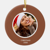 Terracotta & White Modern Initialen Monogram FOTO Keramisch Ornament (Voorkant)