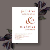 Terracotta & White Modern Typography Wedding Kaart