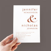 Terracotta & White Modern Typography Wedding Kaart