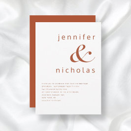 Terracotta & White Modern Typography Wedding Kaart