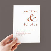 Terracotta & White Modern Typography Wedding Kaart