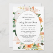 Terracotta White Pink Floral Celebration of Life I Kaart (Voorkant)