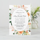 Terracotta White Pink Floral Celebration of Life I Kaart (Staand voorkant)