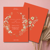 Terracotta White Rustic Boho Wildflower Wedding Kaart