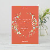 Terracotta White Rustic Boho Wildflower Wedding Kaart (Staand voorkant)