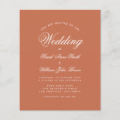 Terracotta White Script Budget Wedding Invitation (Voorkant)