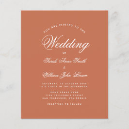 Terracotta White Script Budget Wedding Invitation