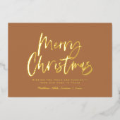 terracotta white script verrijkt kerstnon foto folie feestdagenkaart (Voorkant)