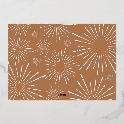 terracotta white script verrijkt kerstnon foto folie feestdagenkaart (Achterkant)