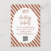 Terracotta White Stripes Wedding Details Informatiekaartje (Voorkant)