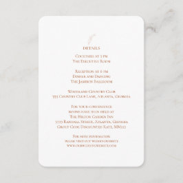 Terracotta White Wedding Reception Details Informatiekaartje