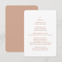 Terracotta White Wedding Reception Details Informatiekaartje