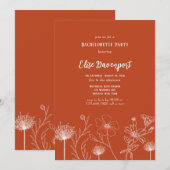 Terracotta White Wildbloemen Bachelorette Party Kaart (Voorkant / Achterkant)