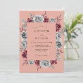 Terracotta Wijn Bladrijke Bruiloft Kaart (Staand voorkant)