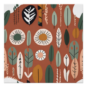 Terracotta-wildbloem Boho-rustieke lente-muurkunst Perfect Poster