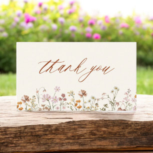 Terracotta Wildbloemen Baby Shower Visitekaartje