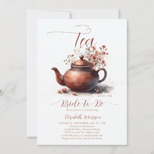 Terracotta Wildbloemen Boho Chique bruids thee dou Kaart (Voorkant)