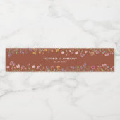 Terracotta Wildbloemen Bruiloft Water Flesetikette Waterfles Etiket (Enkel label)