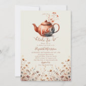 Terracotta Wildbloemen Moderne bruids thee douche Kaart (Voorkant)