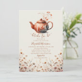 Terracotta Wildbloemen Moderne bruids thee douche Kaart (Staand voorkant)