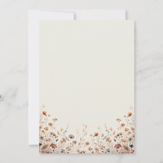 Terracotta Wildbloemen Moderne bruids thee douche Kaart (Achterkant)