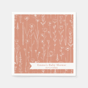 Terracotta Wilde Bloem Babyborrel   Bloempatroon Servet